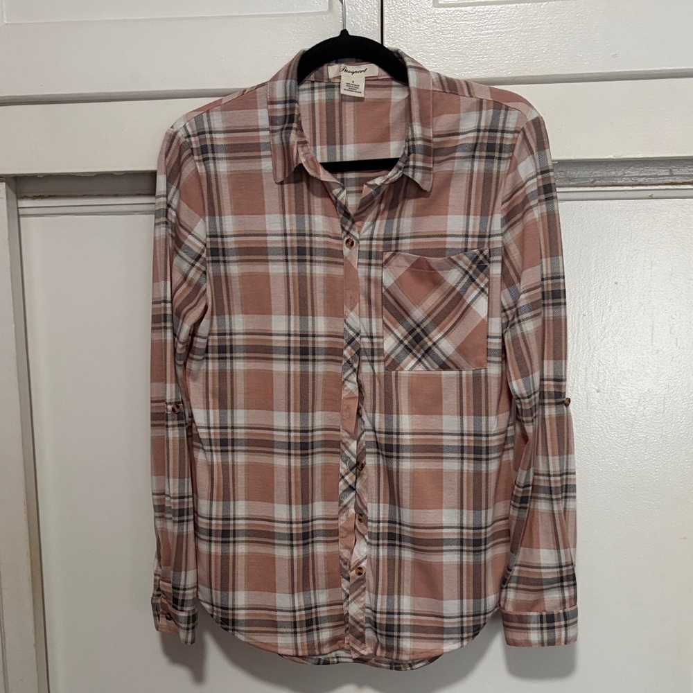 Pink plaid button up